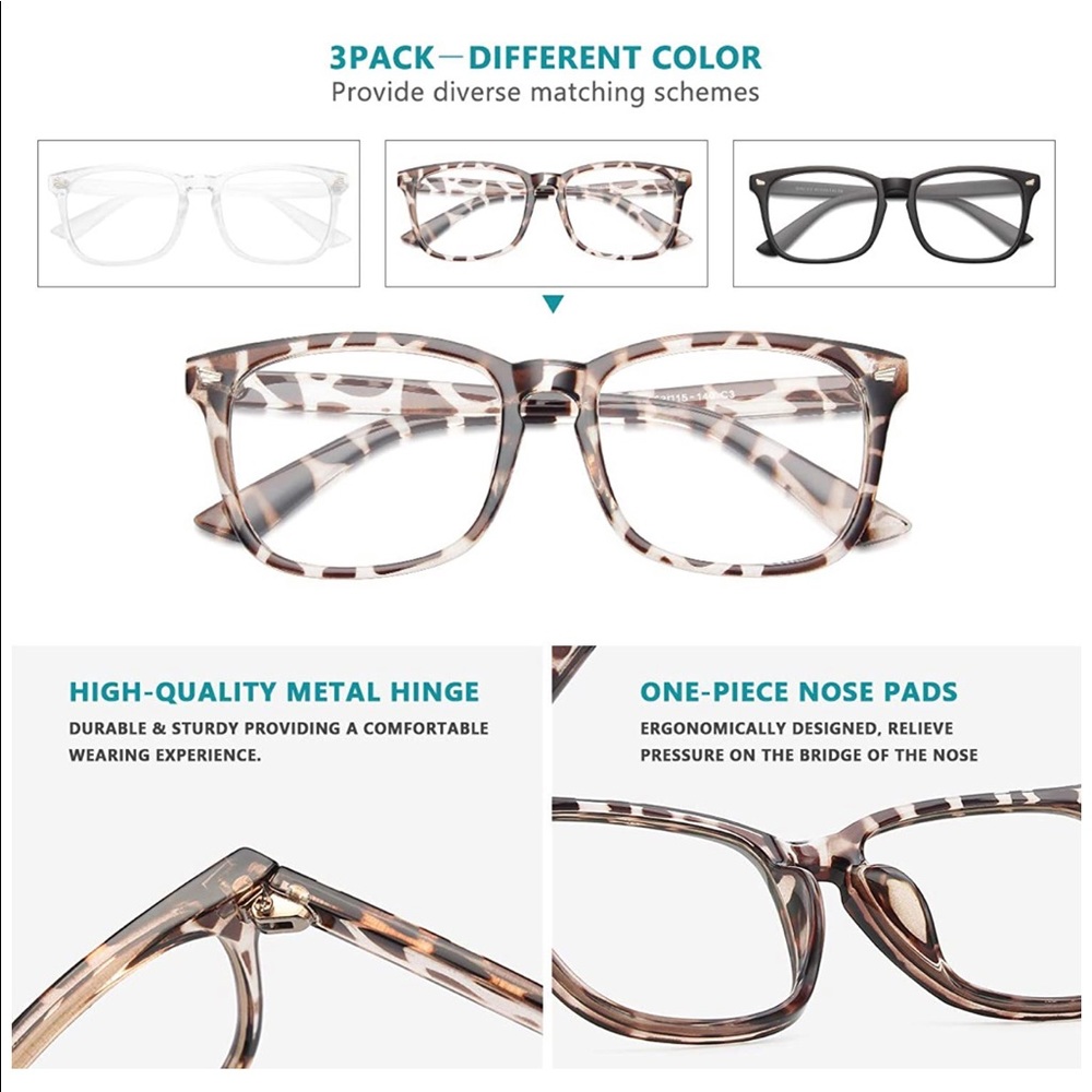 Set if 3 Glasses ultraviolet light coverage